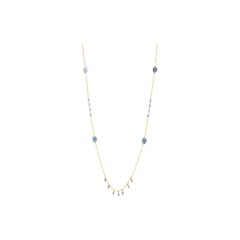 FRANCK HERVAL Gold Plated Necklaces Women's Blue-0