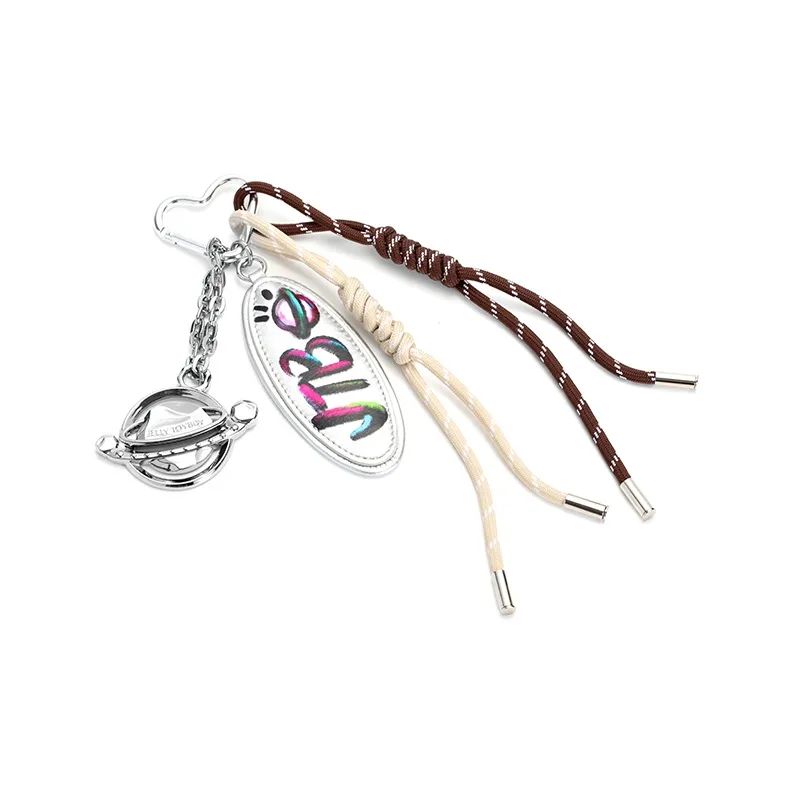 JELLYTOYBOY Zinc Alloy With Artificial Leather And Fabric Recombined Pendant Bag Accessories Unisex White-1