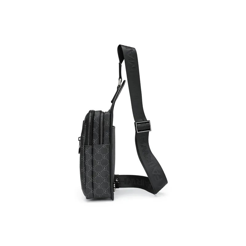 FAIRWHALE Artificial Leather Sling Bag Regular Men's Black-3