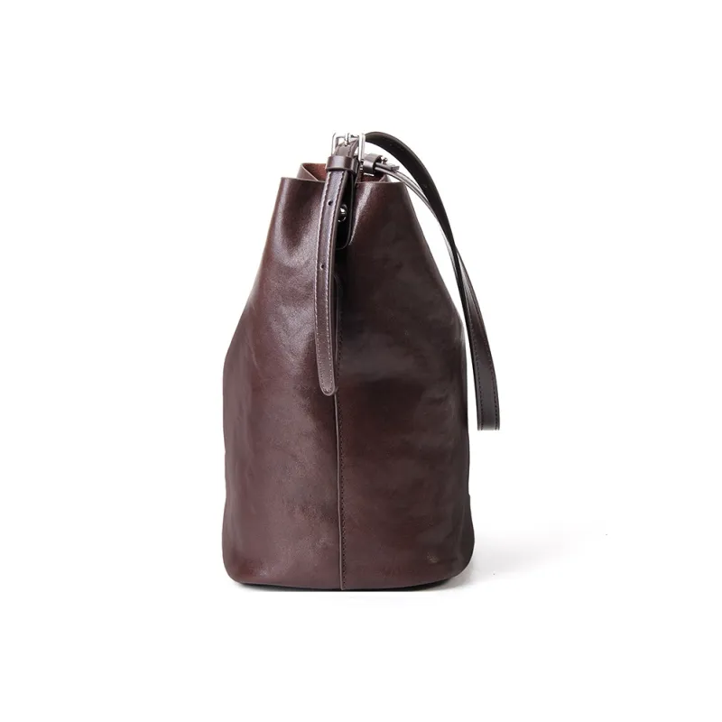 YOCAMU Vegetable Tanned Top Grain Cow Leather Bucket Bags Shoulder Bags Regular Unisex Multicolor-9