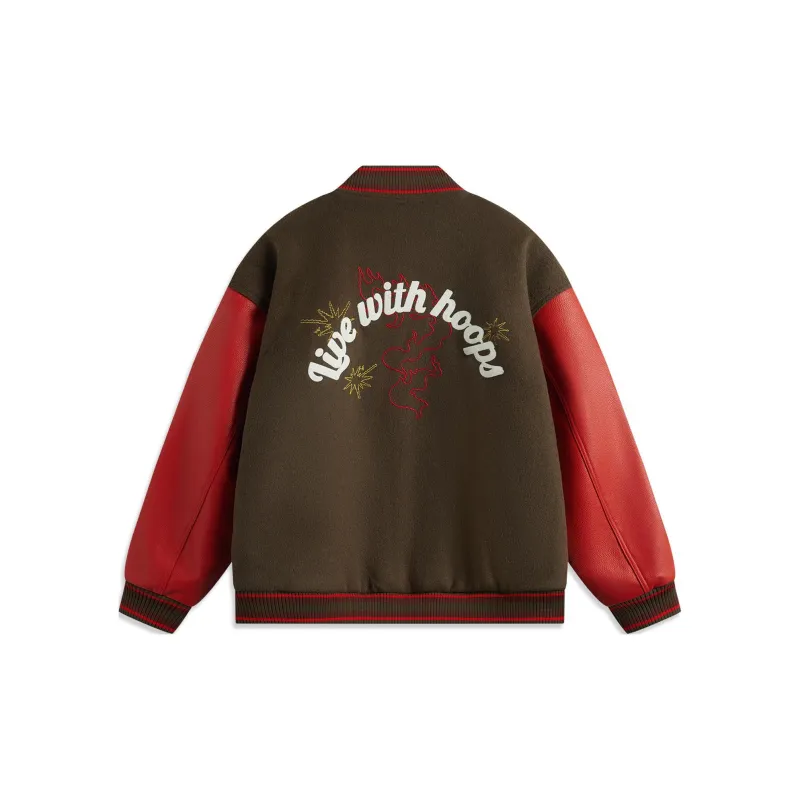 LiNing BadFive Baseball Jacket Men's Slate Brown/Honor Red-1