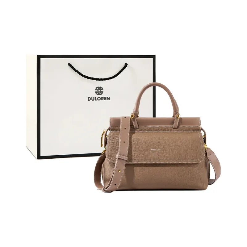 DULOREN Cow Leather Shoulder Bag, Crossbody Bag, Handbag Women's Black/Gray/Gold Brown-4