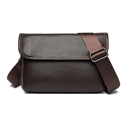 VANDEE Cow Leather Shoulder Bag, Crossbody Bag Regular Men's Brown/Black