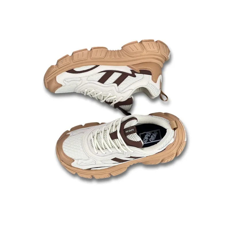 LuzaoT SUPER DRAG Cushioning Anti Slip And Wear Resistant Coverage Low Top Chunky Sneakers Women's Beige Khaki-3