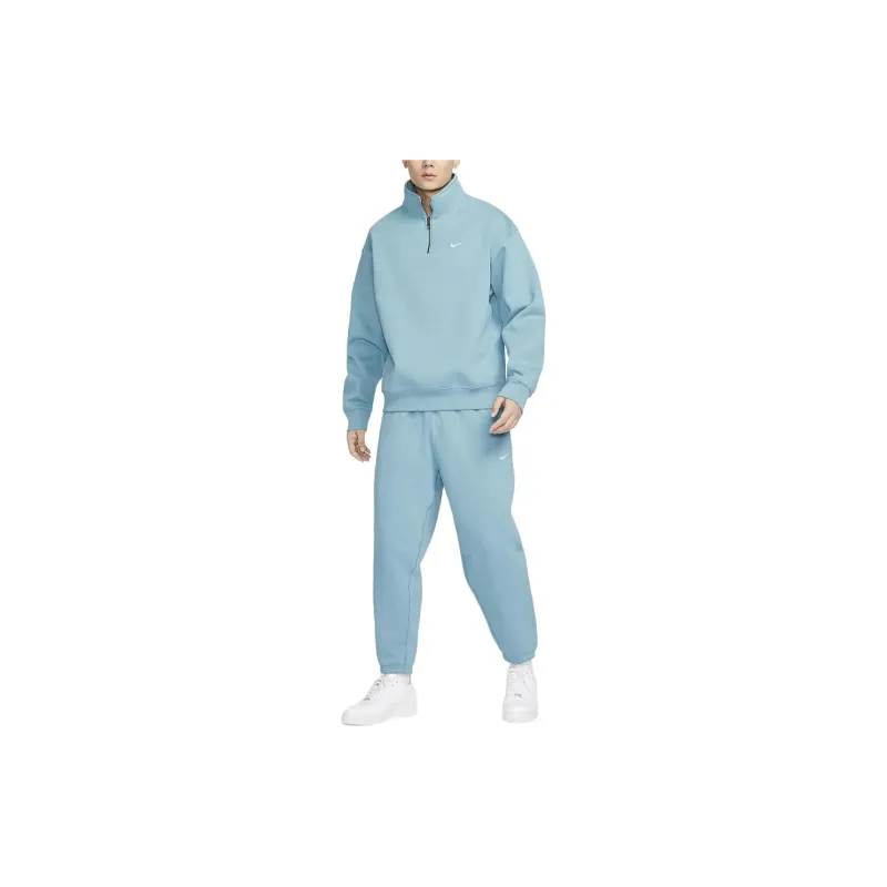 Nike Solo Swoosh Knitted Sweatpants Men's Denim Blue Green/White-1