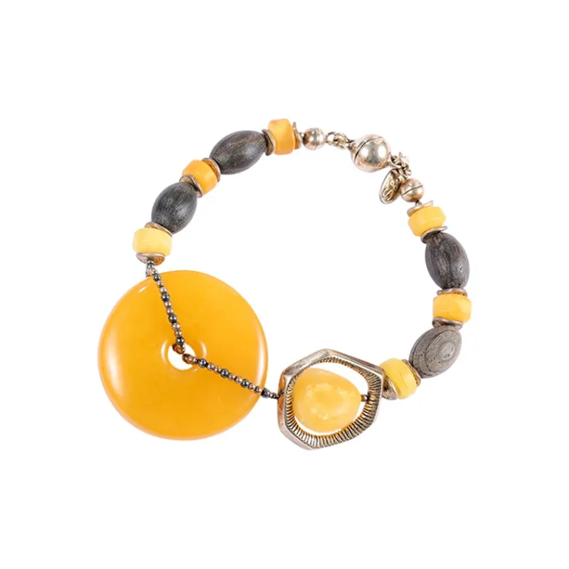 S&A S925 Silver With Amber Beeswax Inlay Bracelets Women's-0