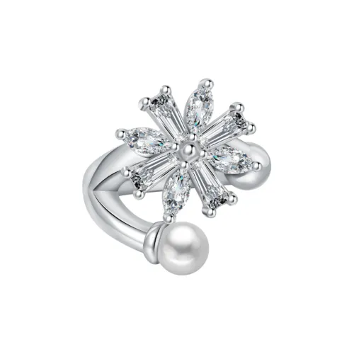 BABYBEI 925 Sterling Silver Pearl Unique Individual Advanced Sparkling No Piercing Clip On Earrings Women's