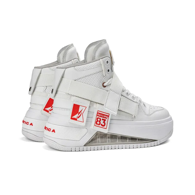 NAUTICA Anti Slip And Wear Resistant Height Increasing High Top Skateboard Shoes Women's White-2