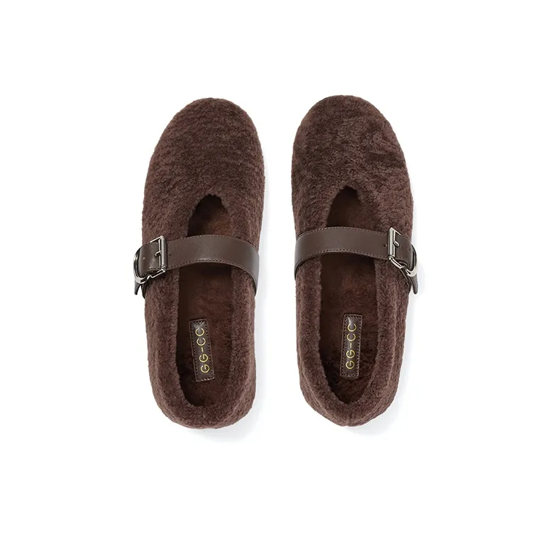 GG-CC French Fleece-Lined Socks Casual Single Shoes 1.5cm Women's-2