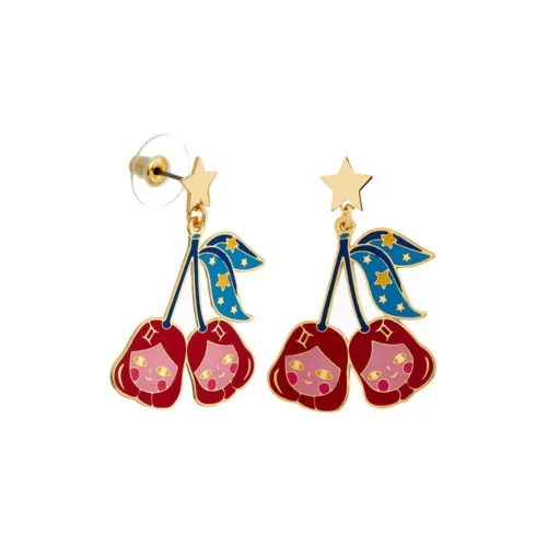 LES NEREIDES Gold Plated Stud Earrings Women's Red