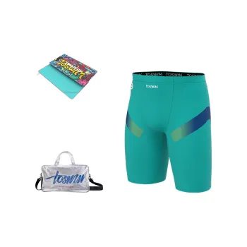 TOSWIM Swim Set Vacation Three Piece Set Men's Green Bank Blue