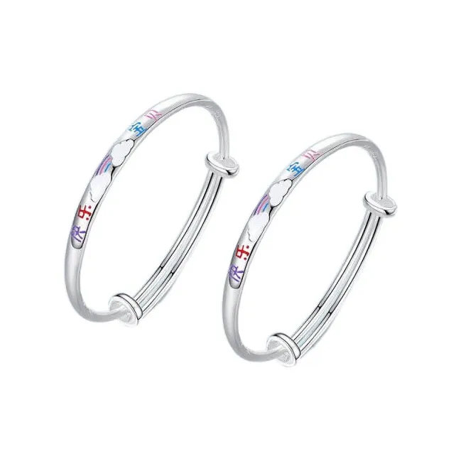 TONGBAOFU 999 Fine Silver Bangles Kids'-0
