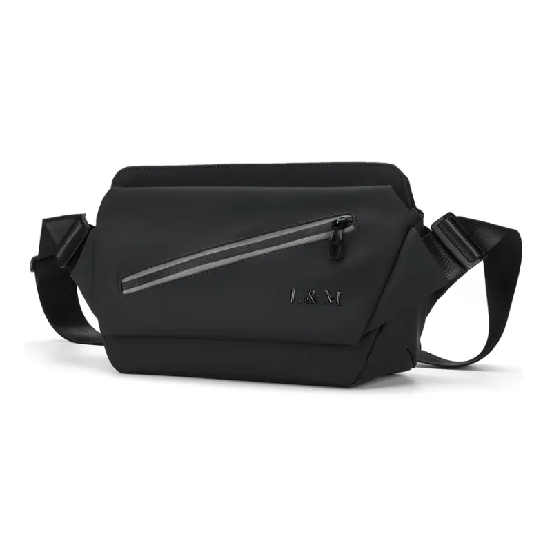 L&M Oxford Shoulder Bag, Crossbody Bag Regular Men's Black/Blue-0