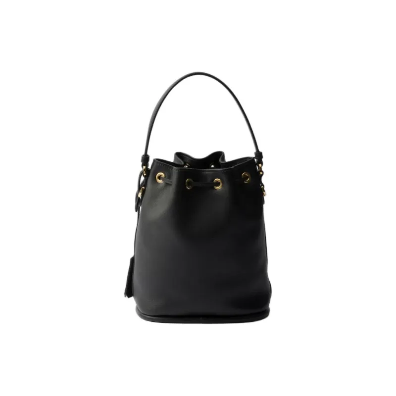 PRADA Leather Bucket Bag, Shoulder Bag, Crossbody Bag, Handbag Mini Women's Black-3