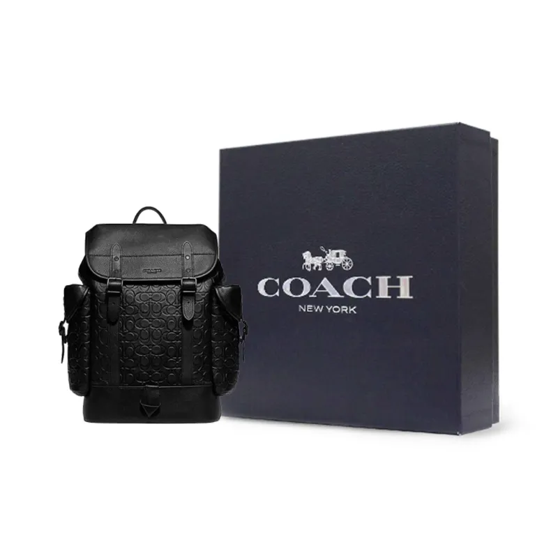 COACH Hitch Cow Leather Backpack Large Size Men's Black-5