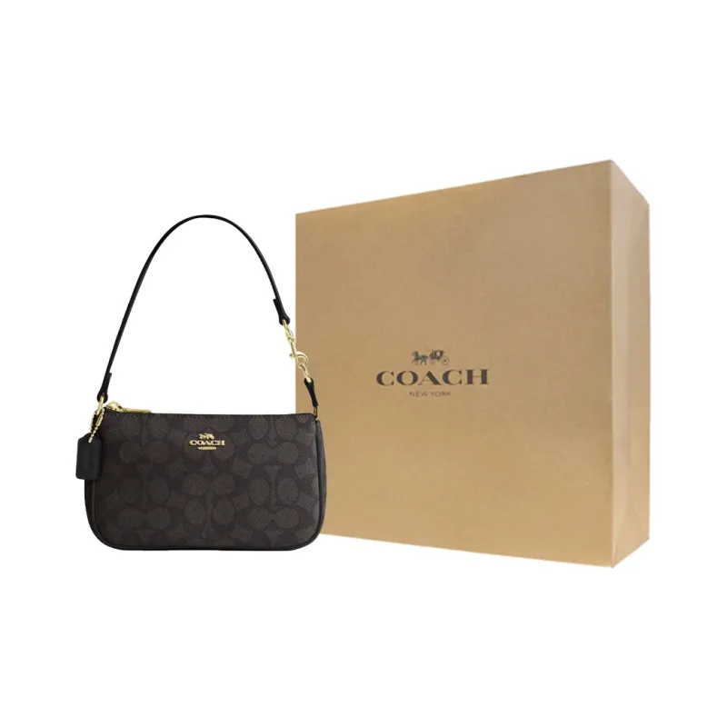 COACH Nolita Coated Canvas Handbag Shoulder Bag Women's Gold & Walnut & Black-8