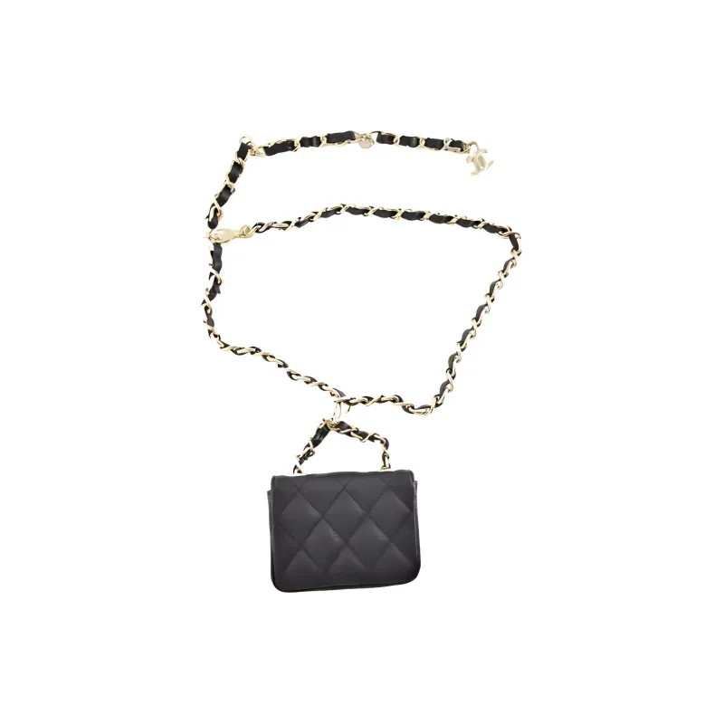 CHANEL Grain Calfskin Fanny Pack Mini Women's Black-2