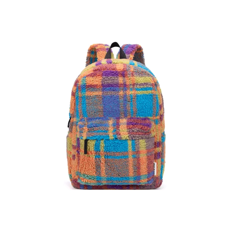 UNITE STAR Sherpa High End Christmas Atmosphere Backpack Unisex Orange Red Plaid Multicolor-14