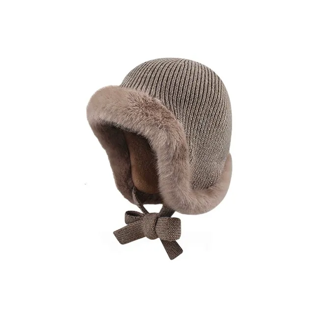 MUSTKOO Rabbit Fur Knitted Fabric Beanies Women's-6