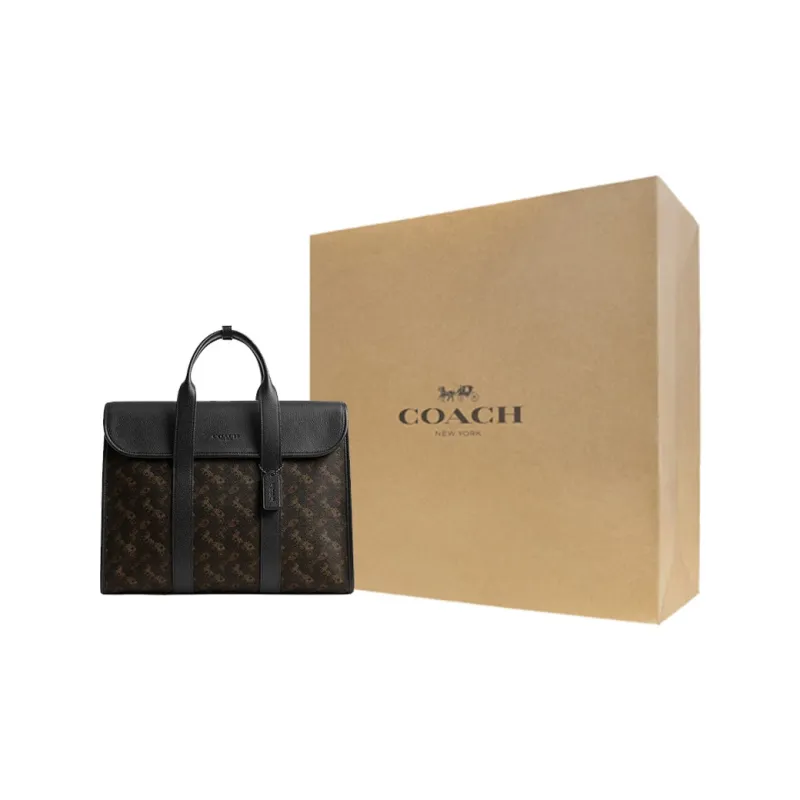 COACH Gotham Canvas With Leather Briefcase One Shoulder Handbag Large Size Men's Black-5