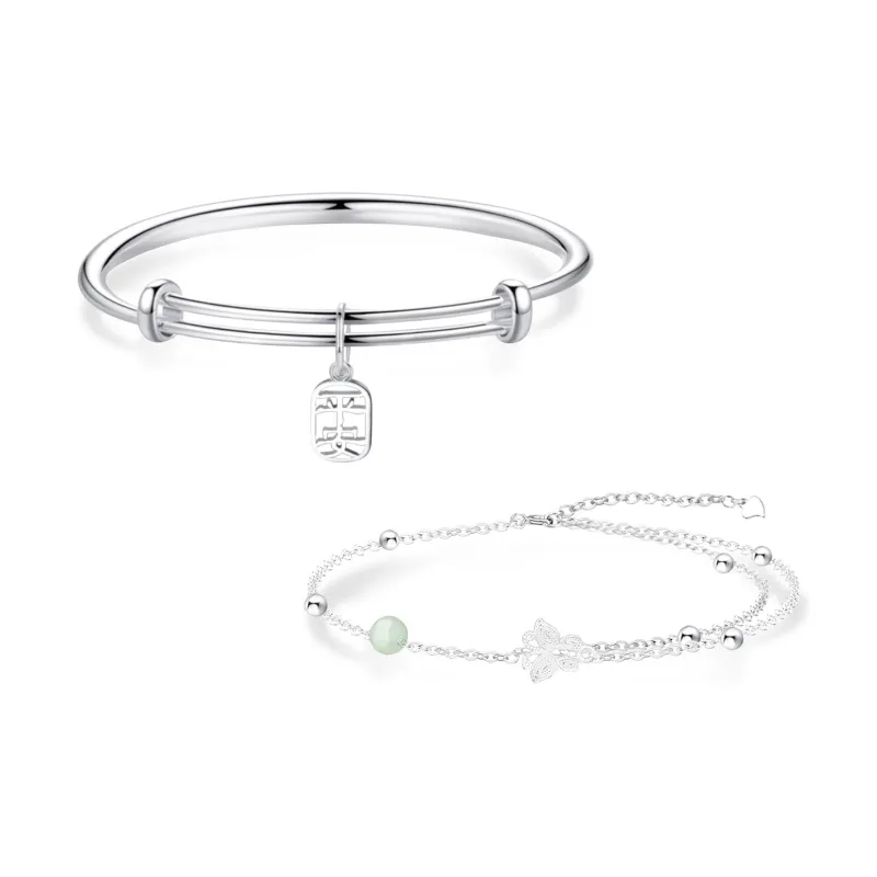 NUSQ 999 Fine Silver Bangles Women's-7