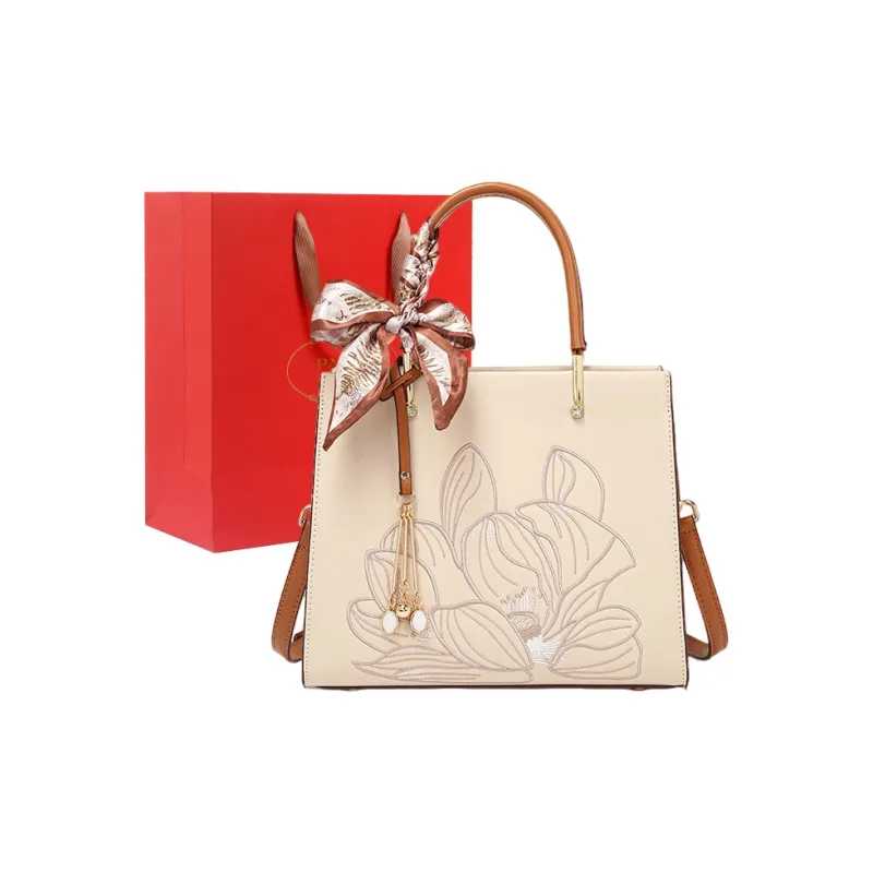PAYOT Microfiber Synthetic Leather Shoulder Bag Crossbody Bag Handbag Regular Women's Beige Apricot/Burgundy-0