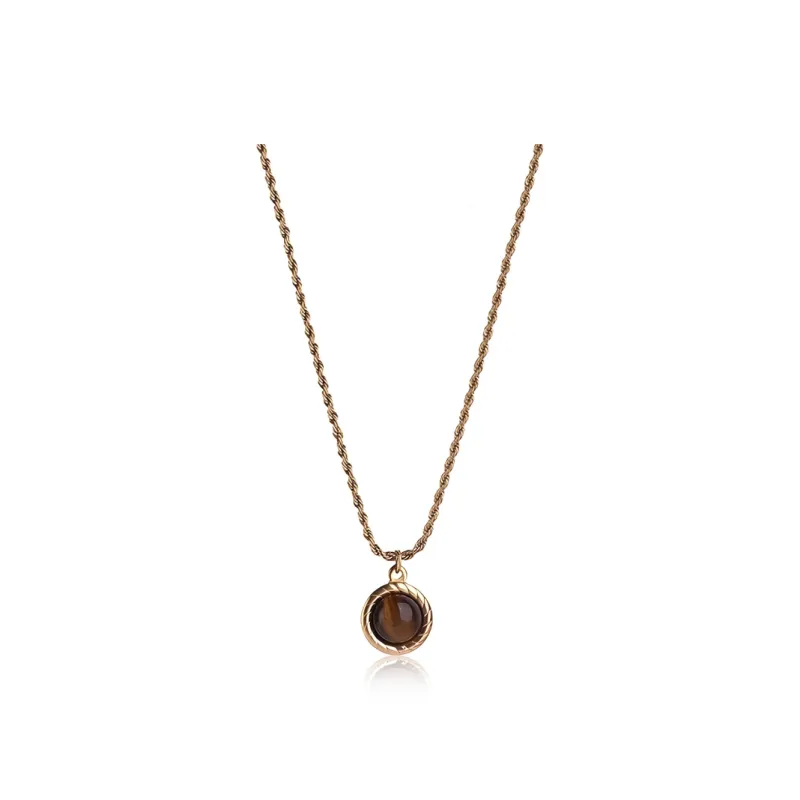 FOREVER MELODY Tiger's Eye Stone Necklaces Unisex-0