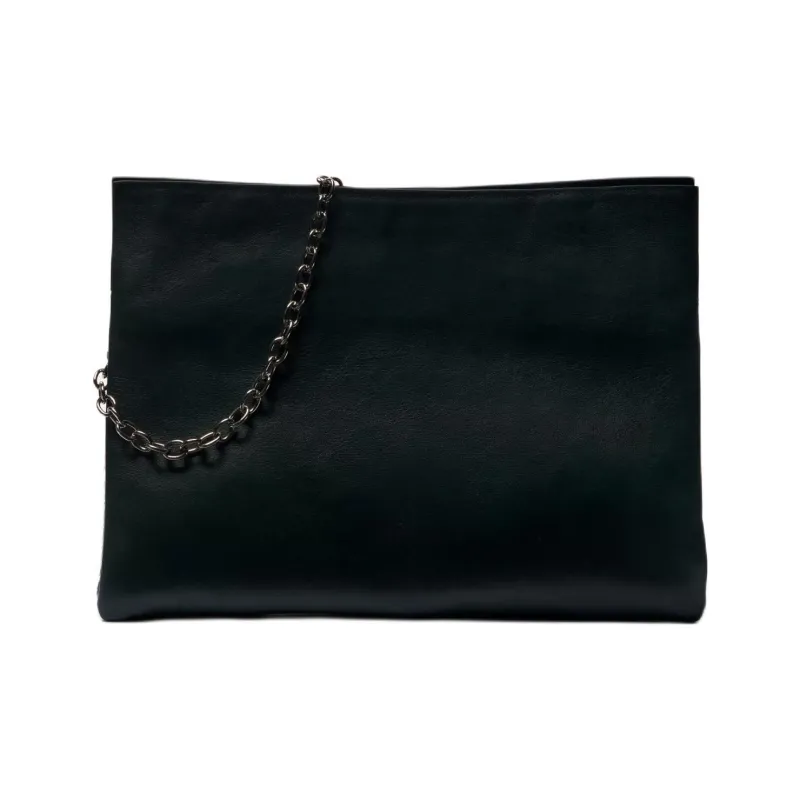ZARA Cow Leather Envelope Bag Clutches Women's Green-3