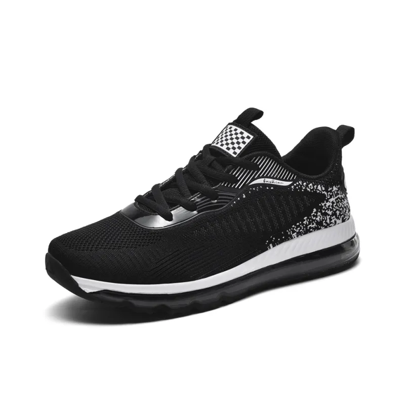 BIANSULONG Cushioned Slip Resistant Abrasion Resistant Low Top Casual Running Shoes Men's Black-1
