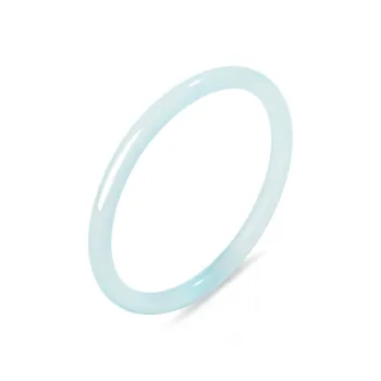 Long Fu Chalcedony Jade Bangle With Plain Loop For Layering Hand Accessory Women's