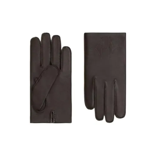 HERMES Leather Cashmere Lambskin Other Gloves Men's Brown/Black