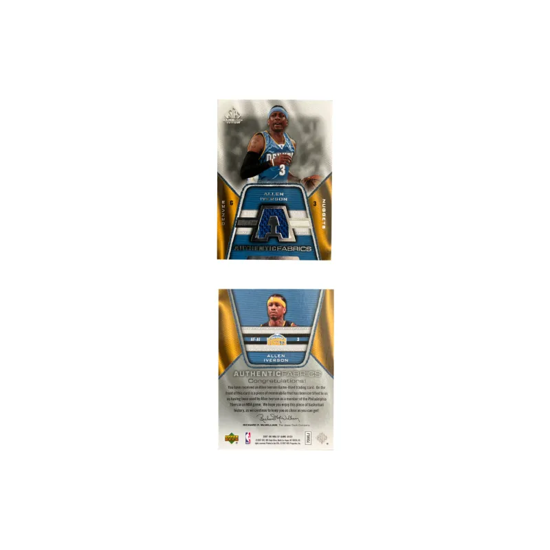 UPPER DECK Iverson 2007 08 Nuggets Era Match Worn Game Jersey Card Officially Authenticated Sports Cards 1 Pc-2