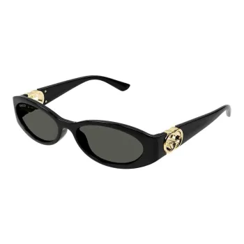 GUCCI Acetate Plastic Oval Sunglasses Women's Black