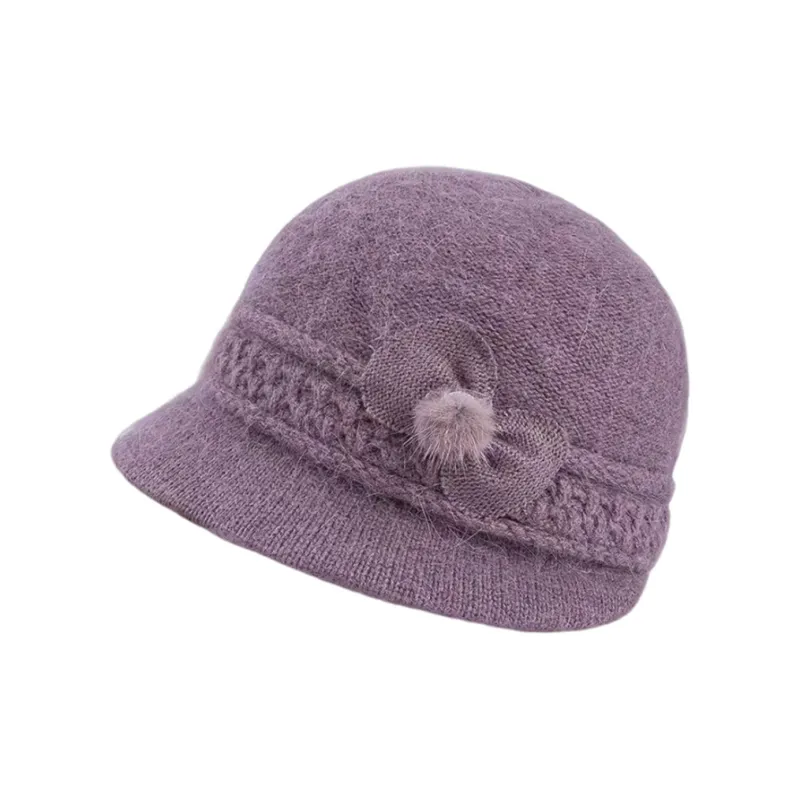 Top Melon Rabbit Fur Beanies Women's-2