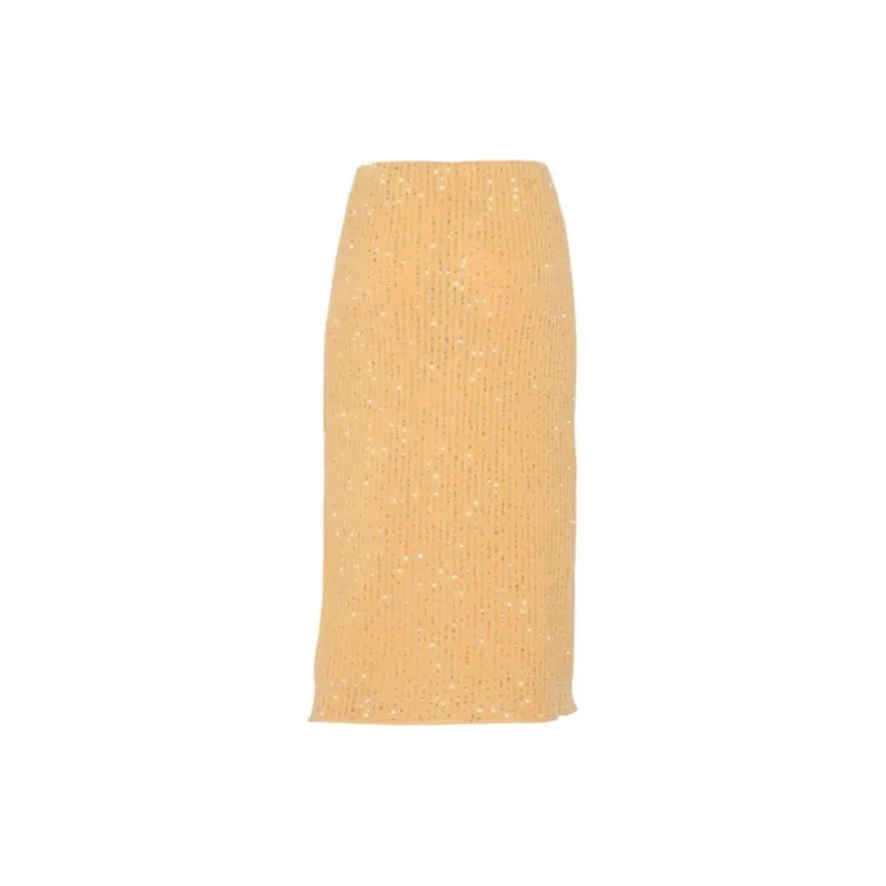 Fabiana Filippi Sequin Embellished Straight Hem Knitted Skirt-1
