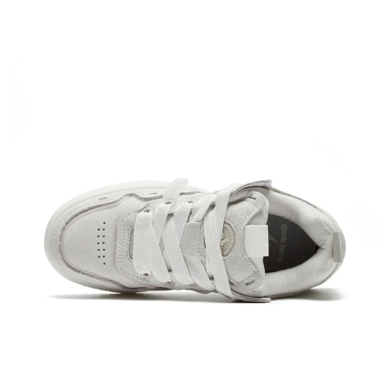 Le Coq Sportif Anti Slip Wear Resistant Low Top Skateboard Shoes Women's Gray White-2