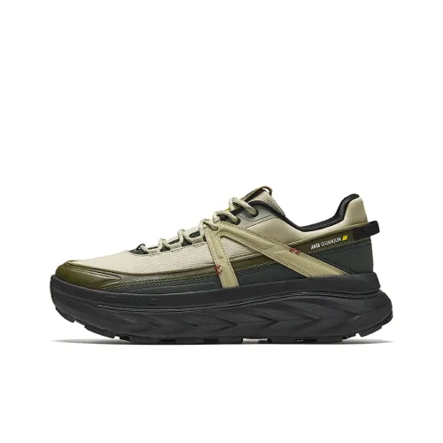 Anta Cushioning Anti Slip And Wear Resistant Low Top Trekking Shoes Men's Green Black