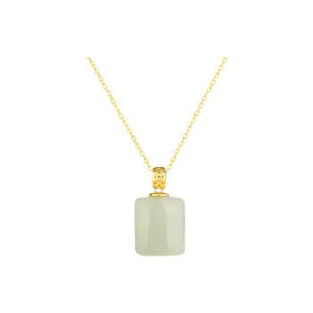 Double Happiness Gift Hetian Jade Necklaces Pale Greenish White Jade Women's