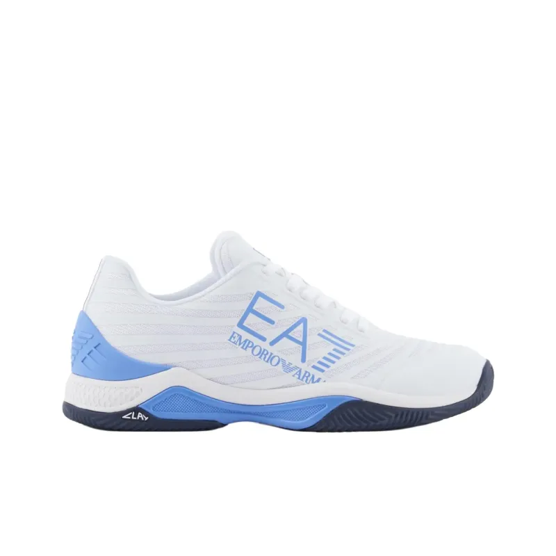 EMPORIO ARMANI EA7 Low Top Tennis Shoes Unisex White Blue-1