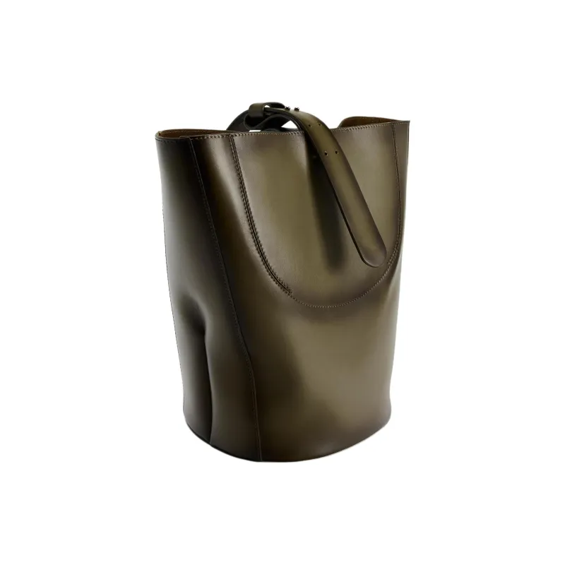 ZARA Cow Leather Bucket Bags Handbags Women's Green-2