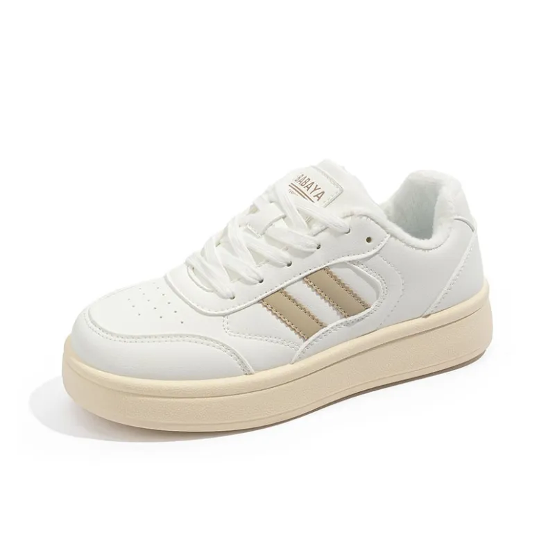 BABAYA KIDS Warm Anti Slip And Wear Resistant Low Top Skateboard Shoes Women's White-1
