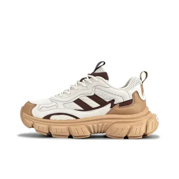 LuzaoT SUPER DRAG Cushioning Anti Slip And Wear Resistant Coverage Low Top Chunky Sneakers Women's Beige Khaki