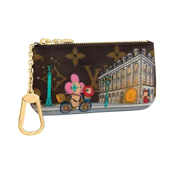 LOUIS VUITTON Key Pouch Vivienne Holiday Monogram Canvas/Pink