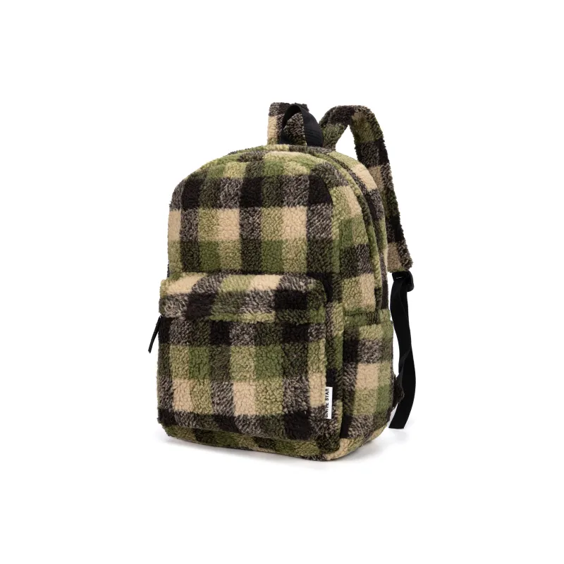 UNITE STAR Sherpa High End Christmas Atmosphere Backpack Unisex Orange Red Plaid Multicolor-7