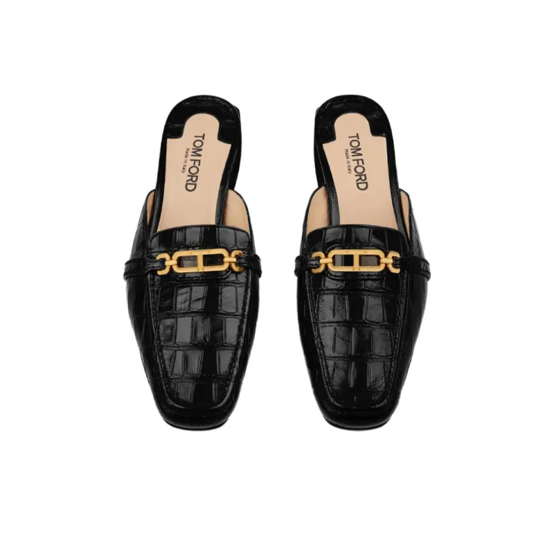TOM FORD Whitney Crocodile-embossed Leather Mules-4