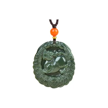 Jing Ruyu Hetian Jade Necklace With Jade Pendant Green Jade Unisex