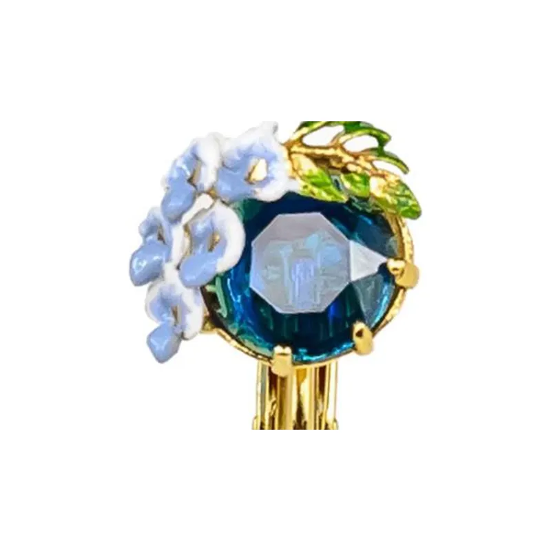 LES NEREIDES Gold Plated Clip On Earrings Women's Blue-1