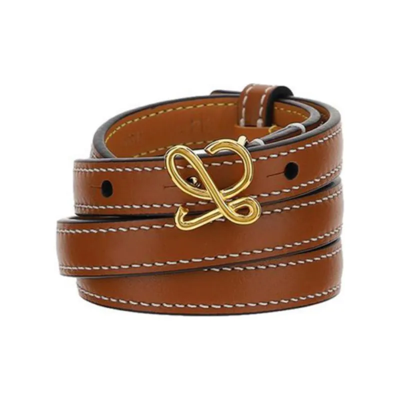 LOEWE Calfskin Leather Belts Kids' Brown 1.5CM-2