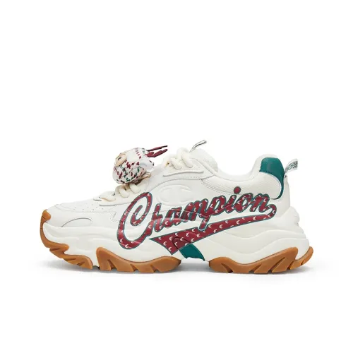 Champion Low Top Chunky Sneakers Men's Milk White/Team Red