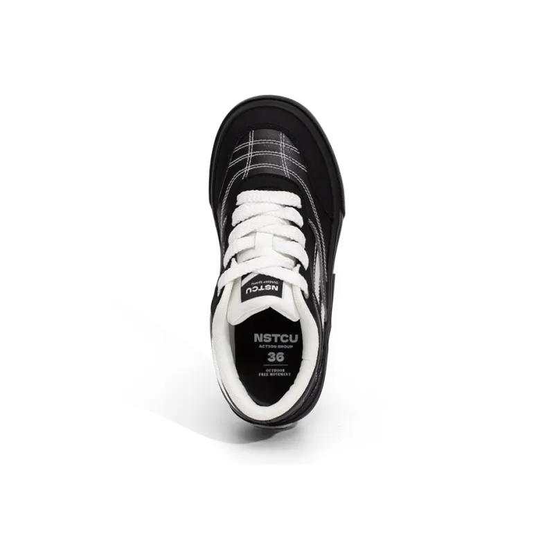 NSTCU Warm Slip Resistant Cushioning Wear Resistant Low Top Skateboard Shoes Unisex Black White-3